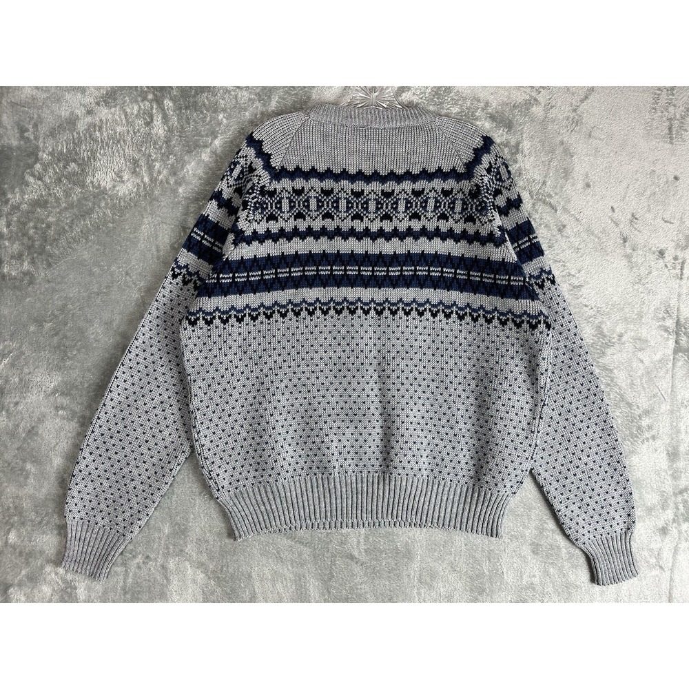 Vintage 80s 90s Crew Neck Grandpa Sweater Mens XL Gray Grunge Retro Academia - Picture 7 of 12